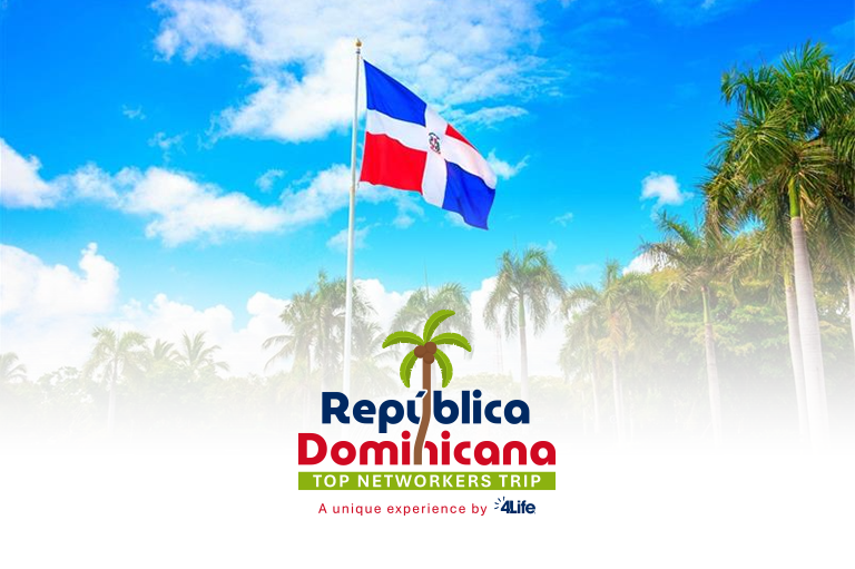 Imagen de paisaje con la bandera de República Dominicaana