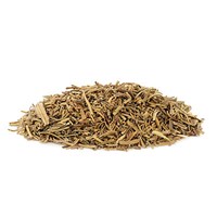 Dry, brown Yerba Mate (Ilex paraguariensis) leaf fragments, a natural caffeine source used in Energy Go Stix.