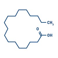 Structural diagram of stearic acid, a long-chain fatty acid used in supplements for its functional lubricant properties.