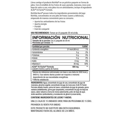 bolivia riovida burst nutritional facts