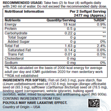 India Essential Fatty Acid Product Label