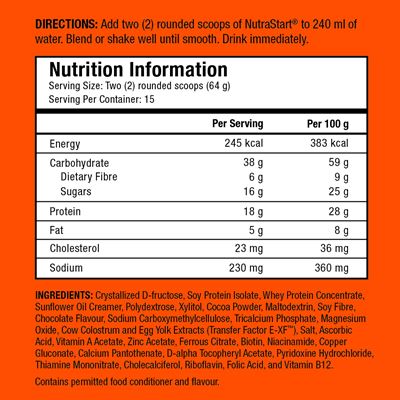 nutrastart choco ingredients