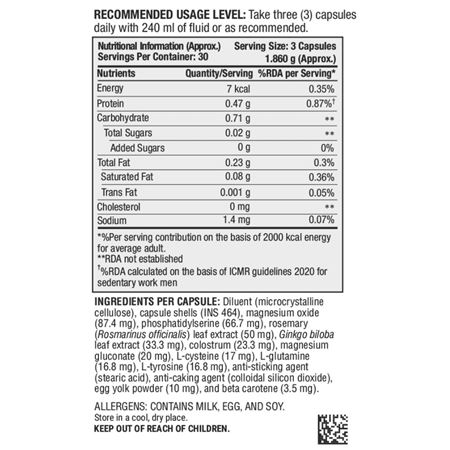Transfer Factor Recall product nutrition label for 4Life India