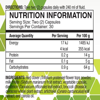 LiveRite Nutritional facts