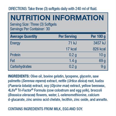 Malepro nutritional facts