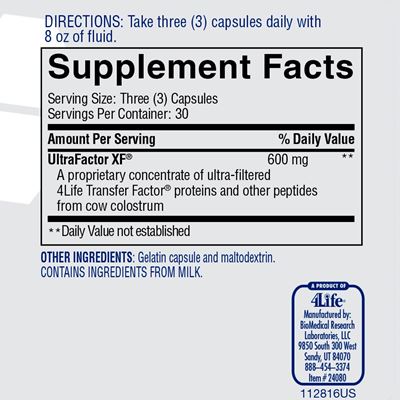 TF Classic Supplement Facts